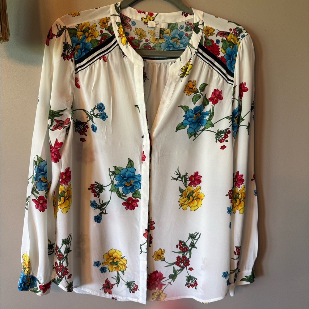 Joie White Cream Long Sleeve Buttoned Blouse